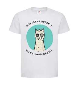 Детская футболка This llama doesn't want your drama Белый фото