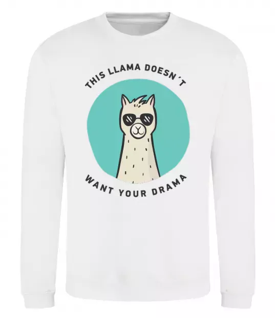 Світшот This llama doesn't want your drama Білий фото