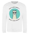 Світшот This llama doesn't want your drama Білий фото