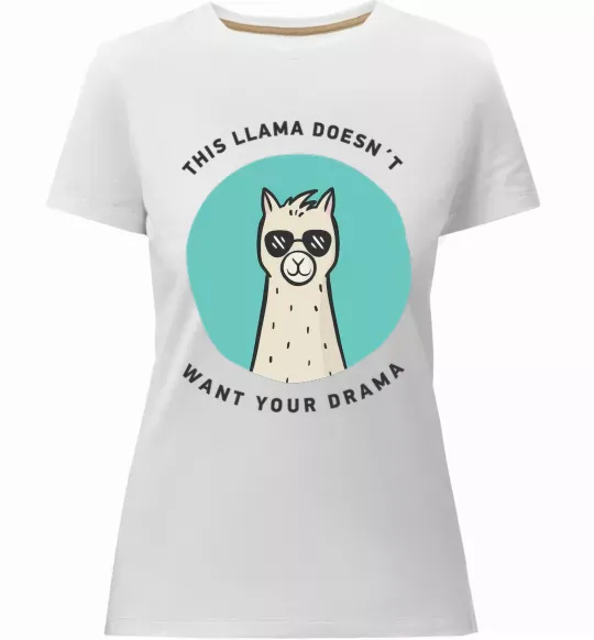 Женская премиум футболка This llama doesn't want your drama Белый фото