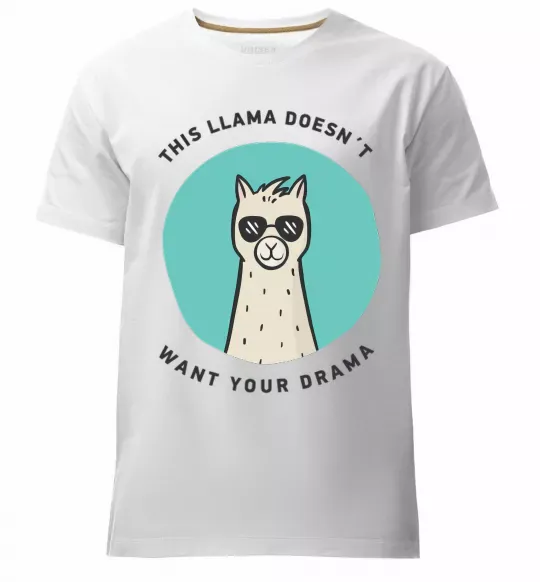 Мужская премиум футболка This llama doesn't want your drama Белый фото