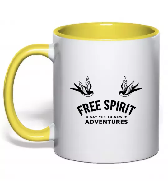 Чашка з кольоровою ручкою Free spirit Сонячно жовтий фото