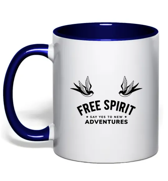 Чашка з кольоровою ручкою Free spirit Глибокий темно-синій фото