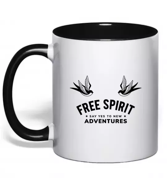 Чашка з кольоровою ручкою Free spirit Чорний фото