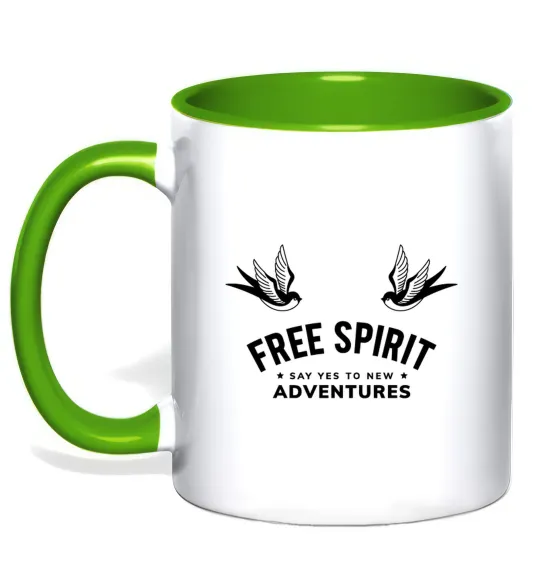 Чашка з кольоровою ручкою Free spirit Лаймовий фото