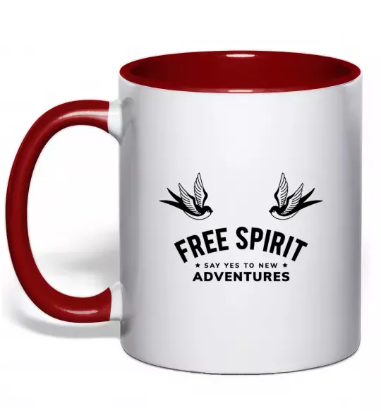 Чашка з кольоровою ручкою Free spirit Червоний фото
