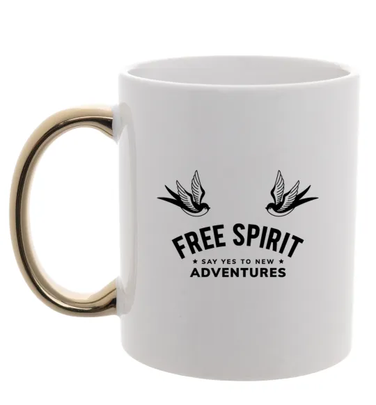 Чашка з кольоровою ручкою Free spirit Золото фото