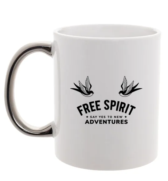 Чашка з кольоровою ручкою Free spirit Срібло фото