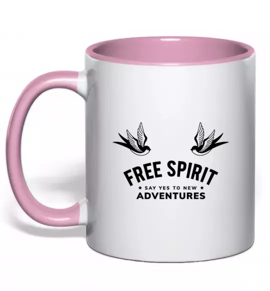Чашка з кольоровою ручкою Free spirit Ніжно рожевий фото