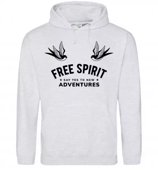 Женская толстовка (худи) Free spirit Серый меланж фото