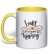 Чашка з кольоровою ручкою Bake someone happy Лимонний фото