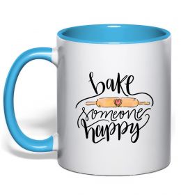 Чашка с цветной ручкой Bake someone happy