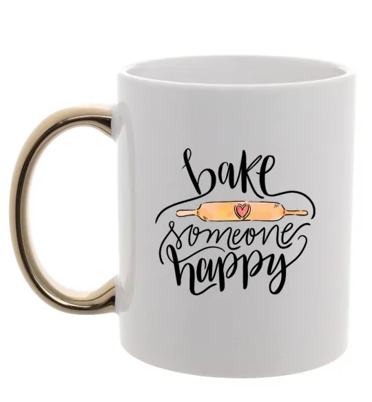 Чашка с цветной ручкой Bake someone happy Золото фото