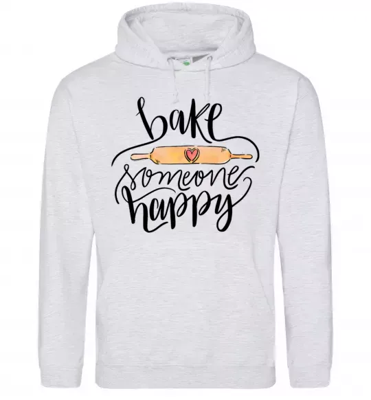 Женская толстовка (худи) Bake someone happy Серый меланж фото