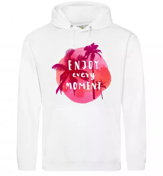 Мужская толстовка (худи) Enjoy every moment summer Белый фото
