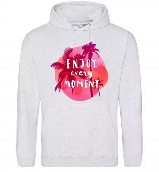 Мужская толстовка (худи) Enjoy every moment summer Серый меланж фото