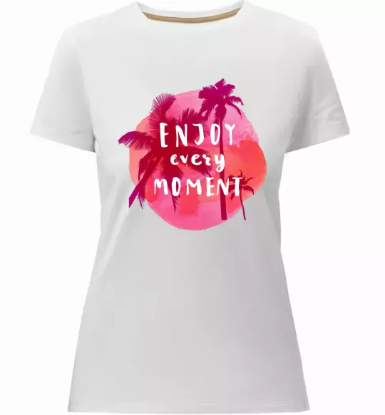 Женская премиум футболка Enjoy every moment summer Белый фото