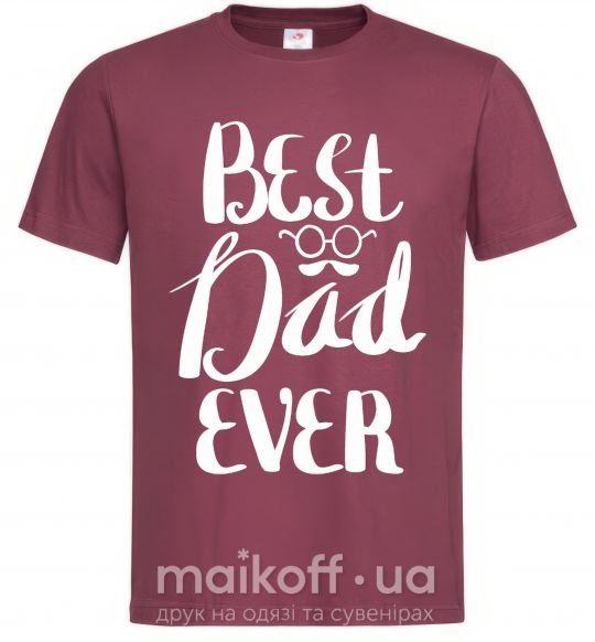Мужская футболка Best dad ever glasses Бордовый фото
