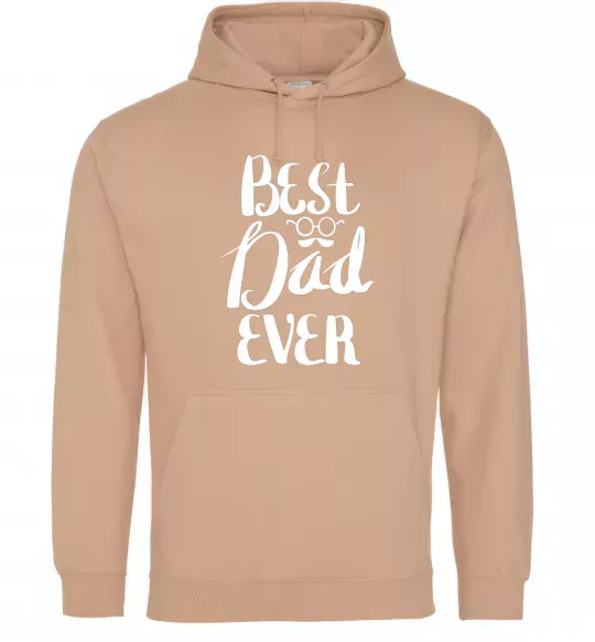Мужская толстовка (худи) Best dad ever glasses Песочный фото
