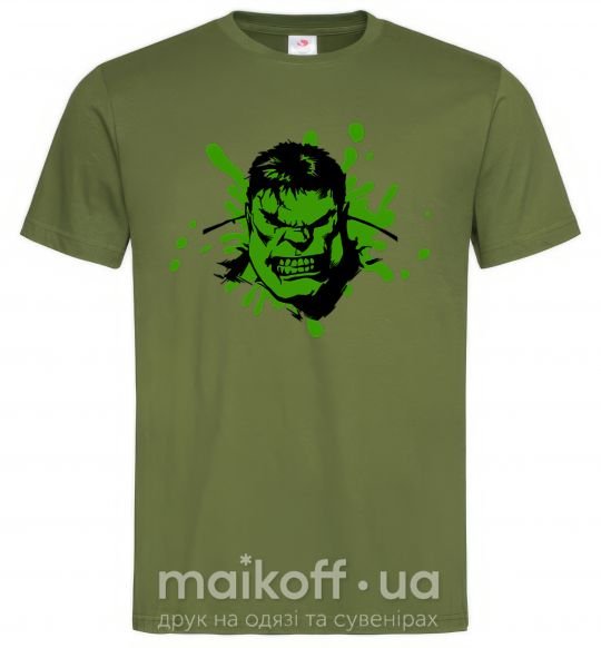Чоловіча футболка Angry Hulk Оливковий фото