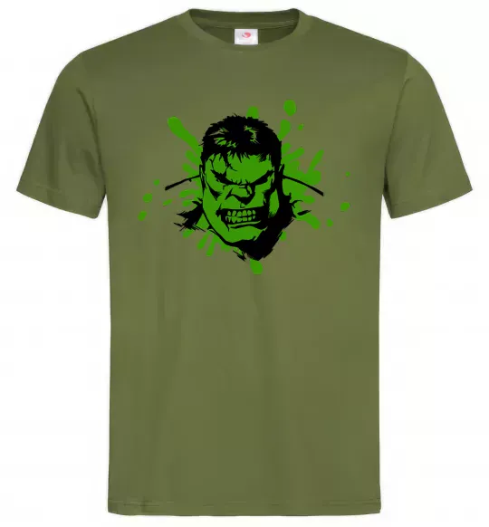 Чоловіча футболка Angry Hulk Оливковий фото