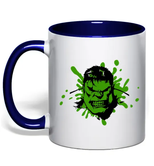 Чашка з кольоровою ручкою Angry Hulk Глибокий темно-синій фото