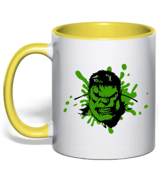Чашка с цветной ручкой Angry Hulk Лимонный фото