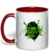 Чашка з кольоровою ручкою Angry Hulk Червоний фото