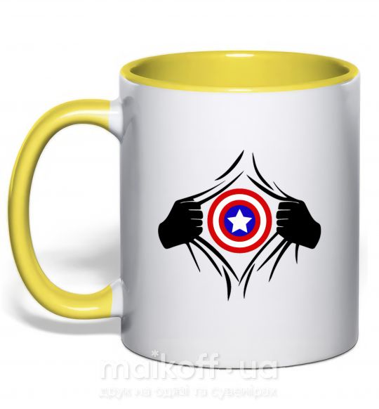 Чашка з кольоровою ручкою Costume Captain America Сонячно жовтий фото