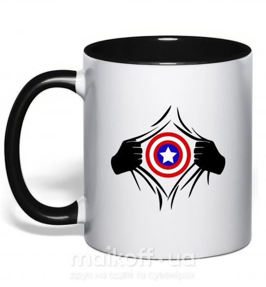 Чашка з кольоровою ручкою Costume Captain America Чорний фото