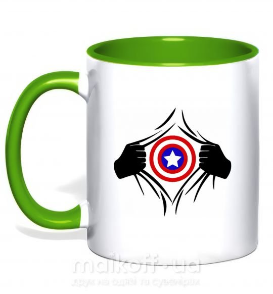 Чашка з кольоровою ручкою Costume Captain America Зелений фото