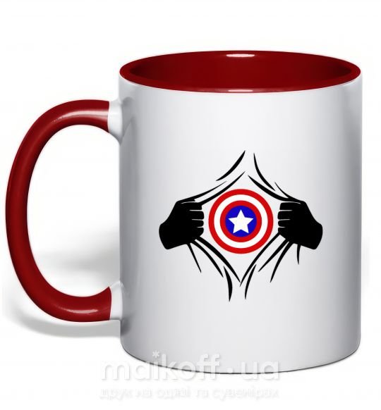 Чашка с цветной ручкой Costume Captain America Красный фото
