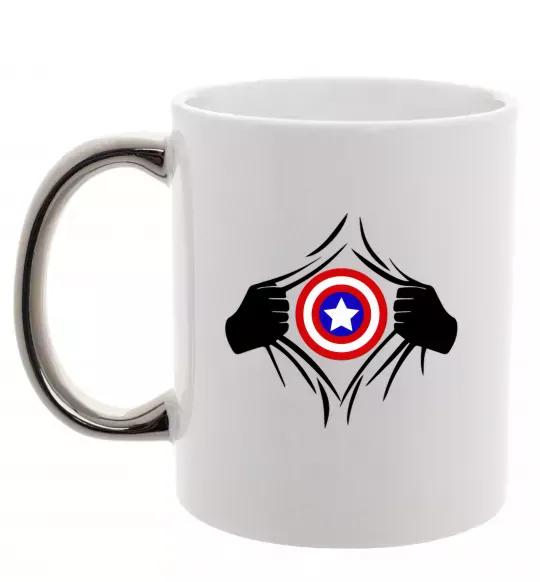 Чашка с цветной ручкой Costume Captain America Серебро фото