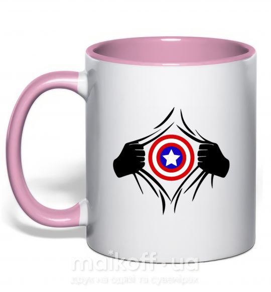Чашка з кольоровою ручкою Costume Captain America Ніжно рожевий фото