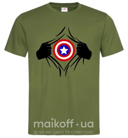 Чоловіча футболка Costume Captain America Оливковий фото