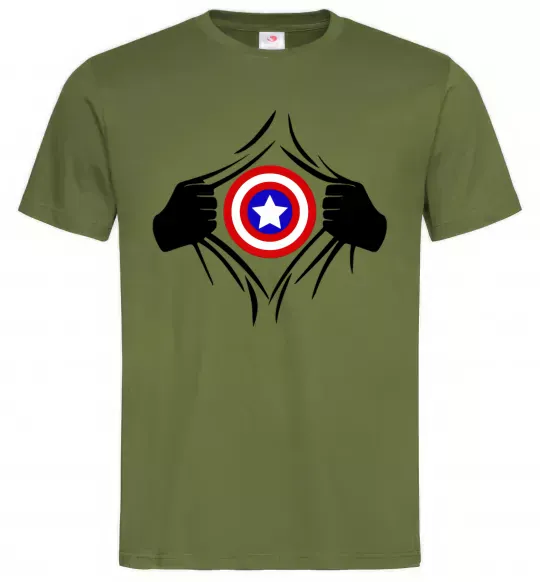 Мужская футболка Costume Captain America Оливковый фото
