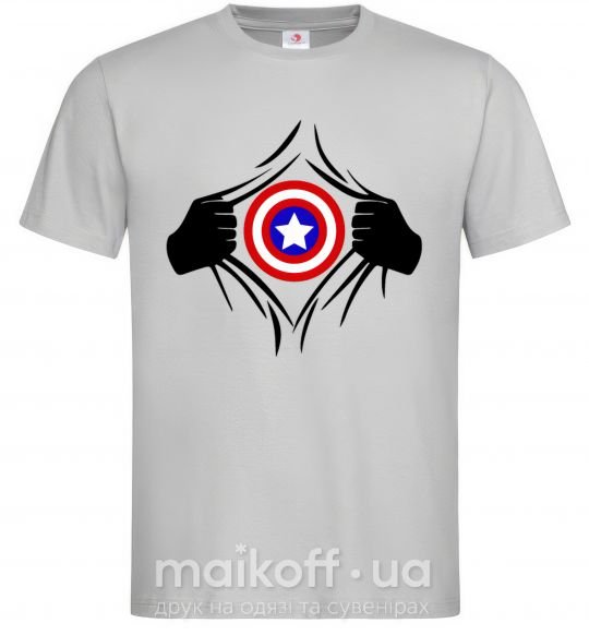 Мужская футболка Costume Captain America Серый фото