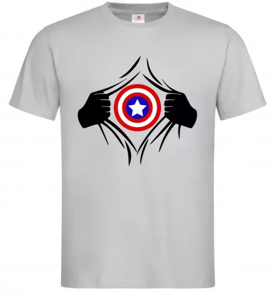 Мужская футболка Costume Captain America Серый фото