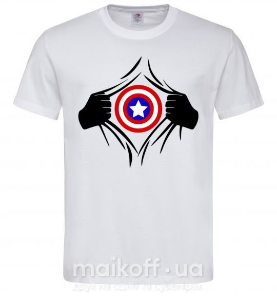 Мужская футболка Costume Captain America Белый фото