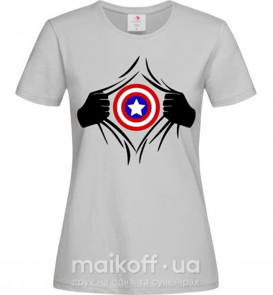 Женская футболка Costume Captain America Серый фото
