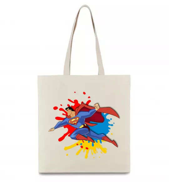 Еко-сумка Супермен бризки Бежевий фото