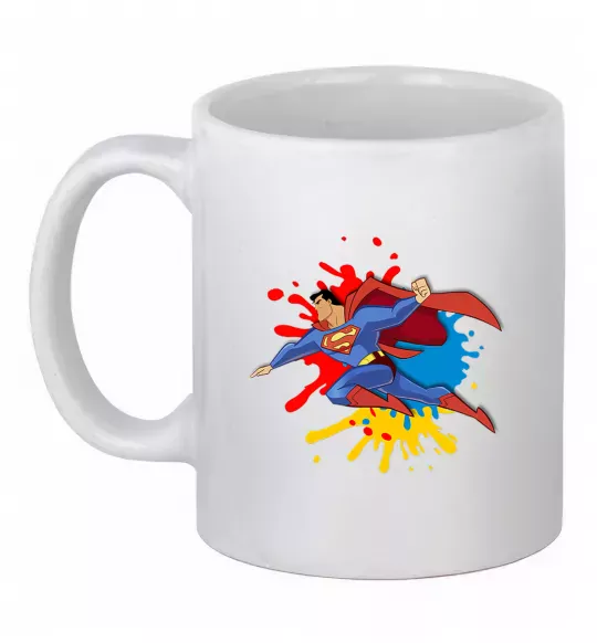 Чашка керамічна Супермен бризки Білий фото