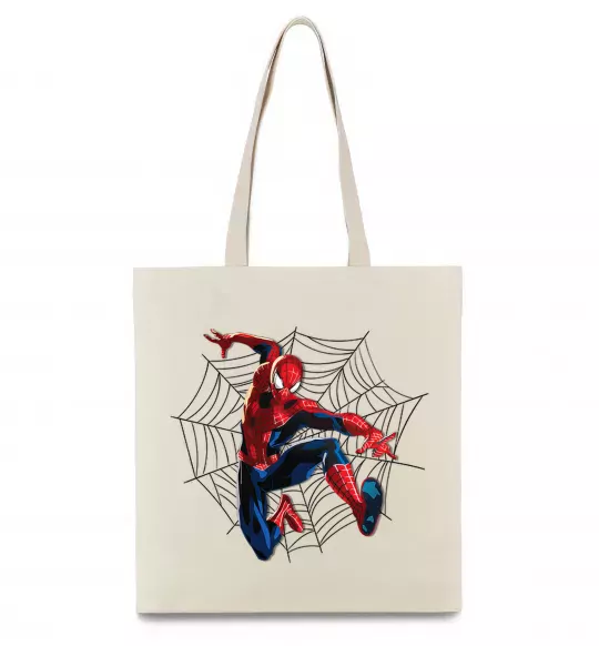 Эко-сумка Паутина Спайдермен Бежевый фото