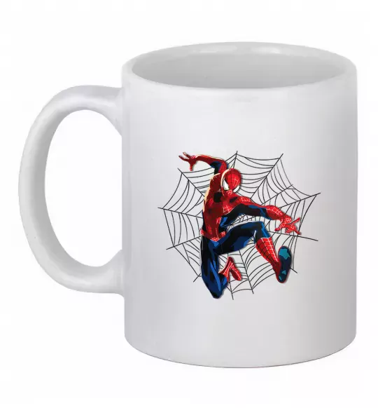 Чашка керамічна Паутина Спайдермен Білий фото