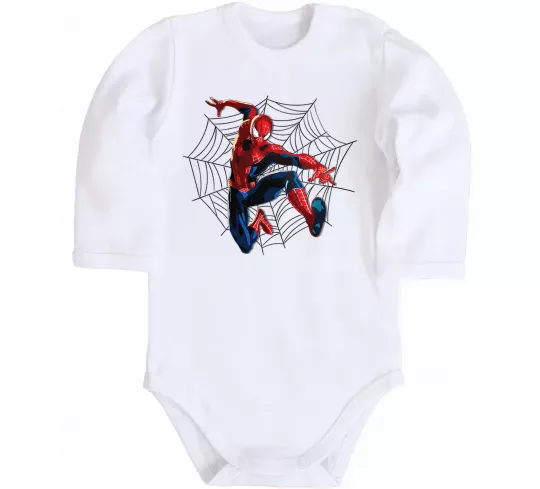 Детский боди Паутина Спайдермен Белый фото