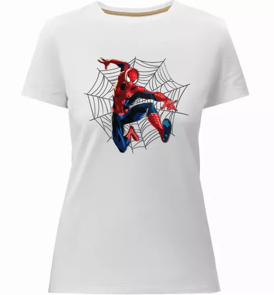 Женская премиум футболка Паутина Спайдермен Белый фото