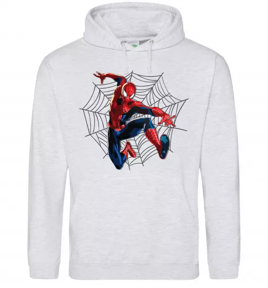 Жіноча толстовка (худі) Паутина Спайдермен Сірий меланж фото