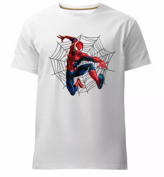 Мужская премиум футболка Паутина Спайдермен Белый фото