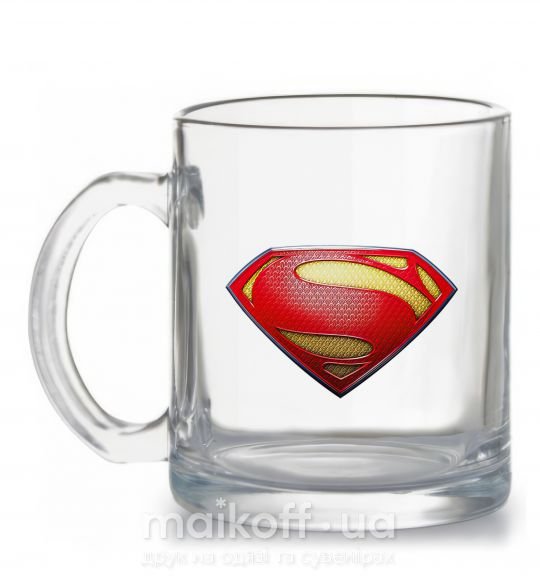 Чашка стеклянная Superman logo texture Прозрачный фото