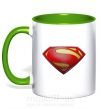 Чашка з кольоровою ручкою Superman logo texture Зелений фото